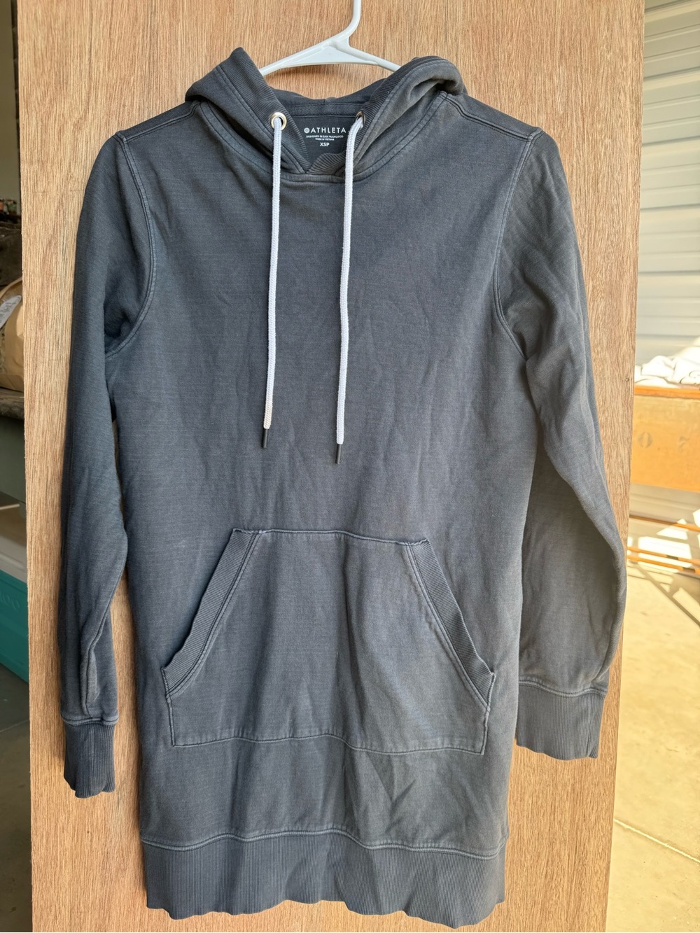 Athleta Charcoal Gray Long Pullover Hoodie Dress